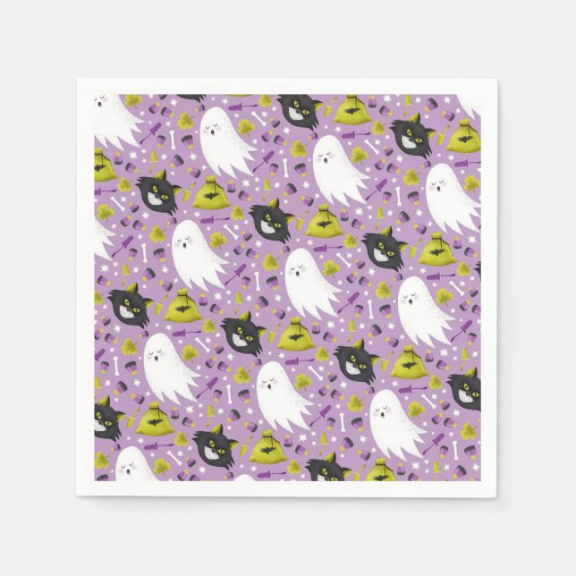 Halloween Ghost und Black Cats Serviette (Vorderseite)
