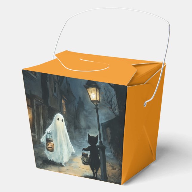 Halloween Ghost und Cat-Begegnung Geschenkschachtel (Vorderseite)