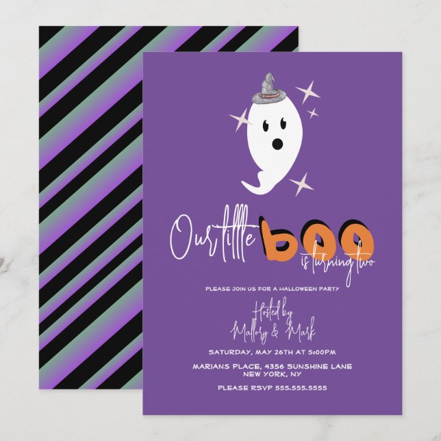 Halloween Ghost unsere kleine Boo-Einladung Einladung (Vorne/Hinten)