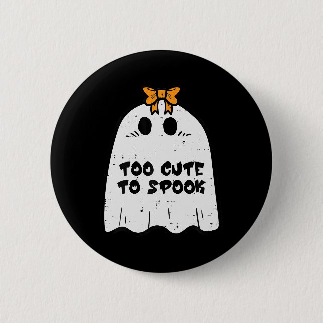 Halloween Ghost zu Niedlich, um Kostümmädchen zu s Button (Vorderseite)