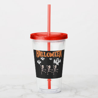 Halloween Ghosts and Dancing Skeletts Shirt Acryltrinkbecher