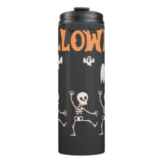 Halloween Ghosts and Dancing Skeletts Shirt Thermosbecher
