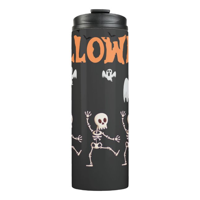 Halloween Ghosts and Dancing Skeletts Shirt Thermosbecher (Vorderseite)