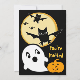 Halloween Ghosts & Bats Kid's Party Einladung