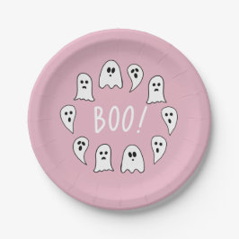 Halloween Ghosts Boo Pink Pappteller