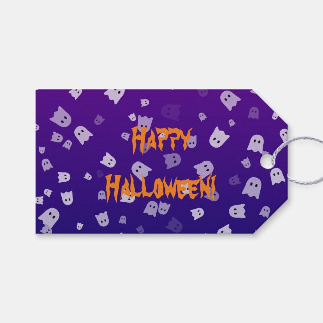 Halloween Ghosts Geschenkanhänger (Vorderseite (Horizontal))