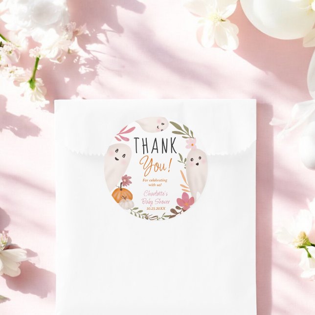 Halloween Ghosts Niedliche Babydusche Danke Runder Aufkleber (Halloween Ghosts Cute baby shower thank you Classic Round Sticker)