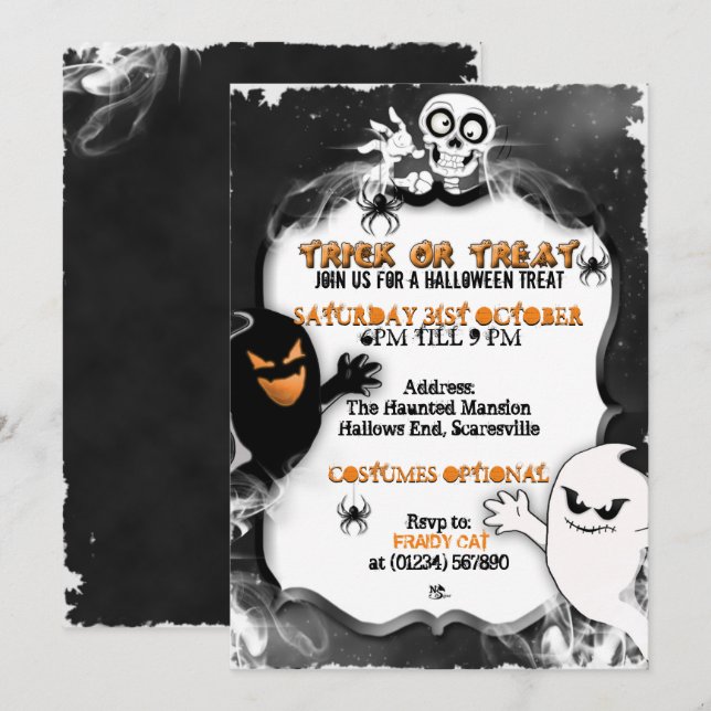 Halloween Ghosts-Party Einladungen (Vorne/Hinten)
