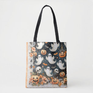 Halloween Ghosts Pumpkins Bats Tote Bag Tasche