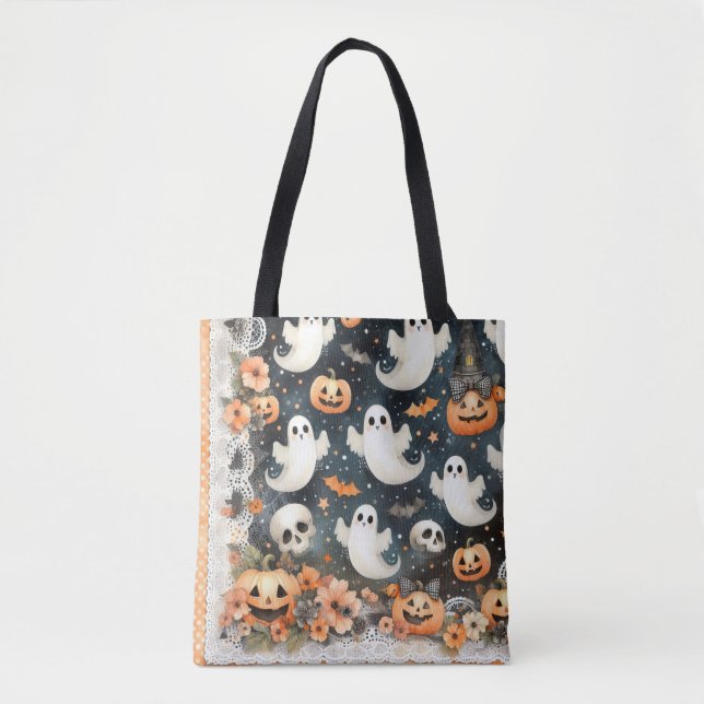 Halloween Ghosts Pumpkins Bats Tote Bag Tasche (Vorderseite)
