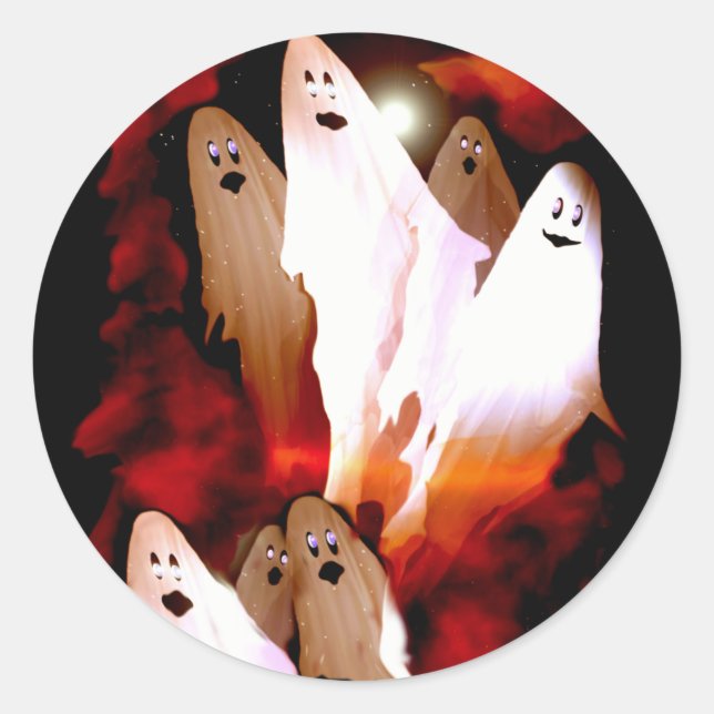 Halloween Ghosts Runder Aufkleber (Vorderseite)