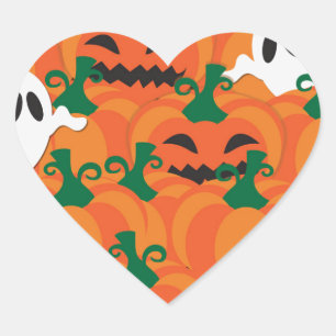Halloween Ghosts Spuk Pumpkin Herz-Aufkleber
