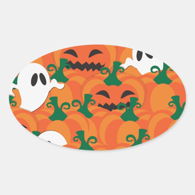 Halloween Ghosts Spuk Pumpkin Ovaler Aufkleber (Vorderseite)