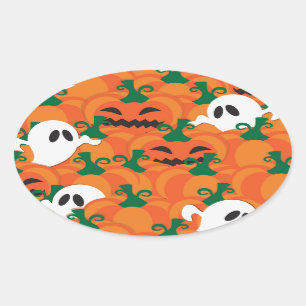 Halloween Ghosts Spuk Pumpkin Ovaler Aufkleber