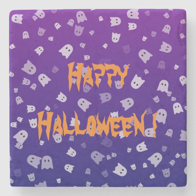 Halloween Ghosts Steinuntersetzer (Vorderseite)