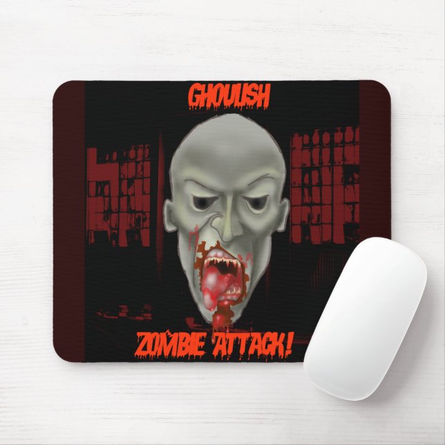 Halloween Ghoulish Zombie Attack Mousepad (Mit Mouse)
