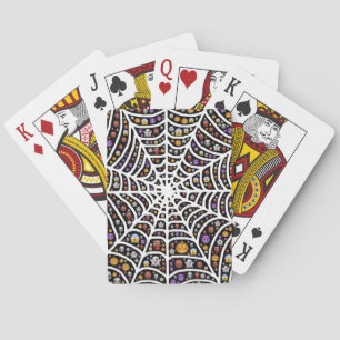 Halloween Ghouls & Goblins in einem Spinnennetz Spielkarten