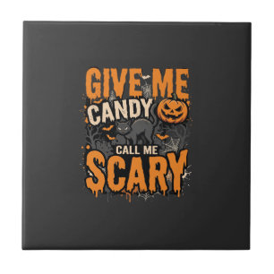 Halloween Gib Mir Süße Gruselige Katze Fliese