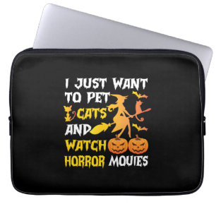 Halloween Gift I Just Want To Pet Cats Birthday Laptopschutzhülle