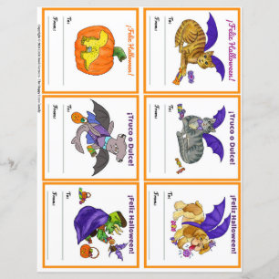 Halloween Gifting Party Class Cards Set 2 SPANISCH