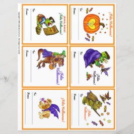 Halloween Gifting Party Class Cards Set 3 SPANISCH