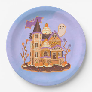Halloween Gingerbread Spuk House Pappteller