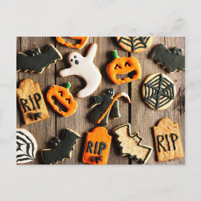 Halloween Gingerbrot Cookies Postkarte (Vorderseite)