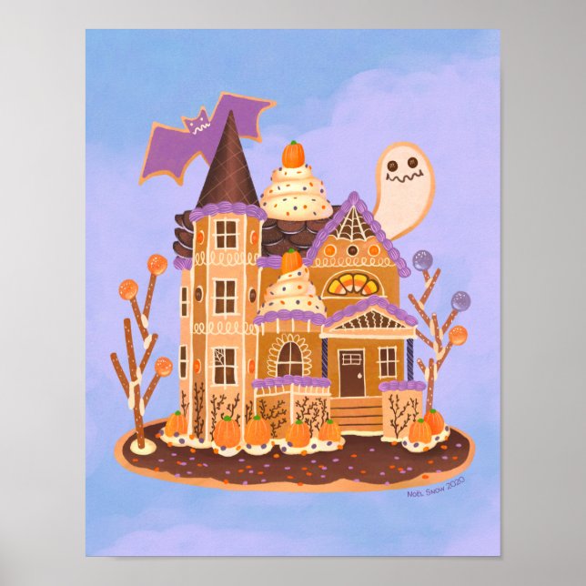 Halloween Gingerbrot Spuk Hauskunst Poster (Vorne)