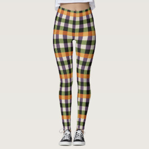 Halloween-Gingham-Muster, lila und schwarz Leggings