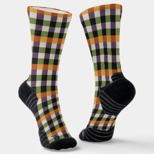 Halloween-Gingham-Muster, lila und schwarz Socken