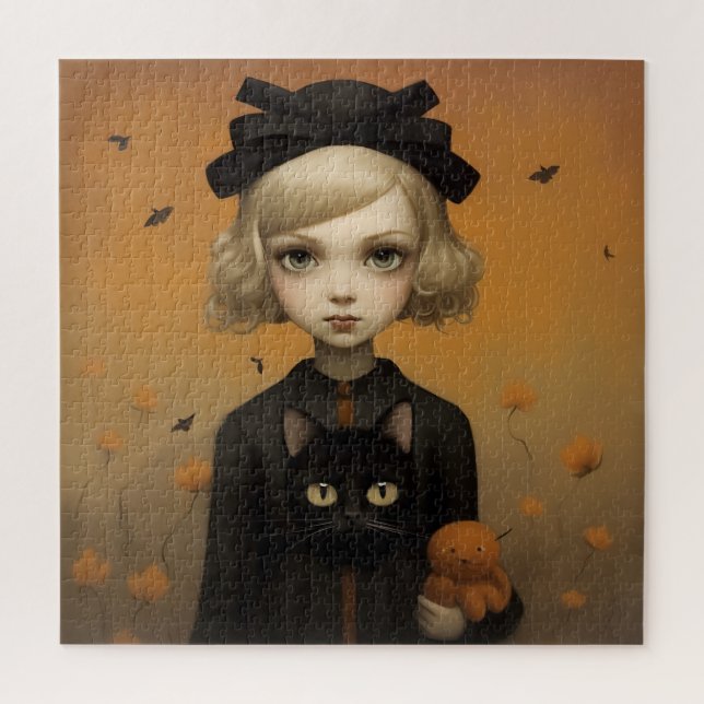 Halloween Girl and Cat (Vertikal)