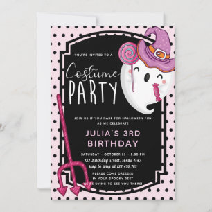 Halloween Girl Birthday Costume Party Einladung