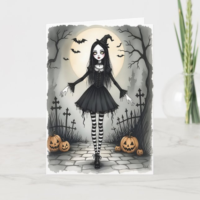 Halloween Girl Feiertagskarte (Vorderseite)