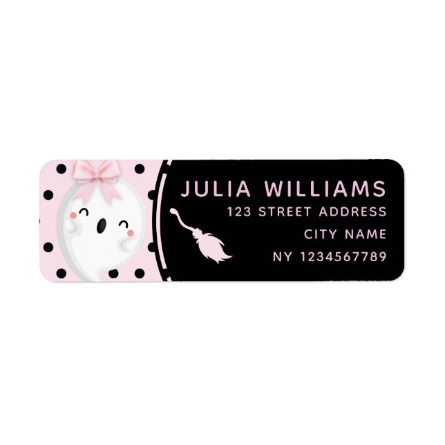 Halloween Girl Geburtstag Pink Black Polka Dot Gho (Vorne)