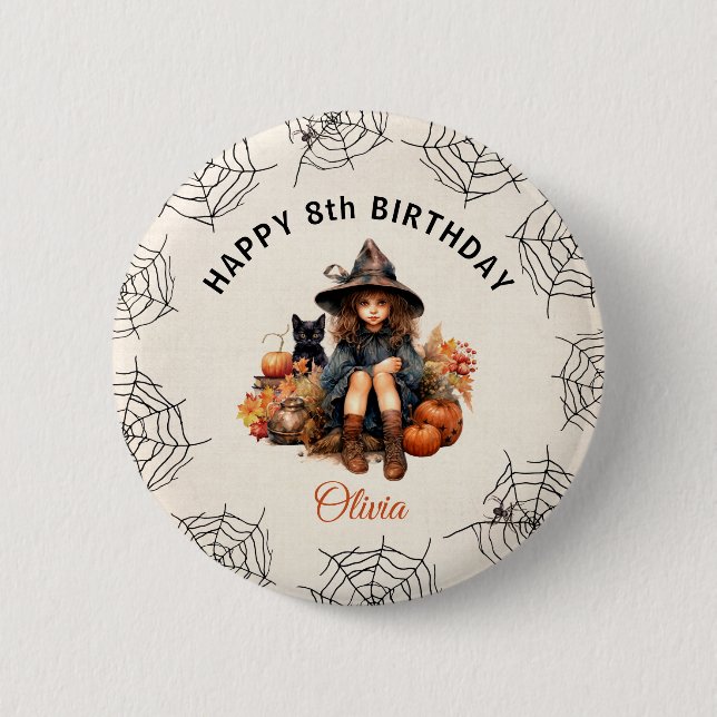 Halloween Girl Little Witze Button (Vorderseite)