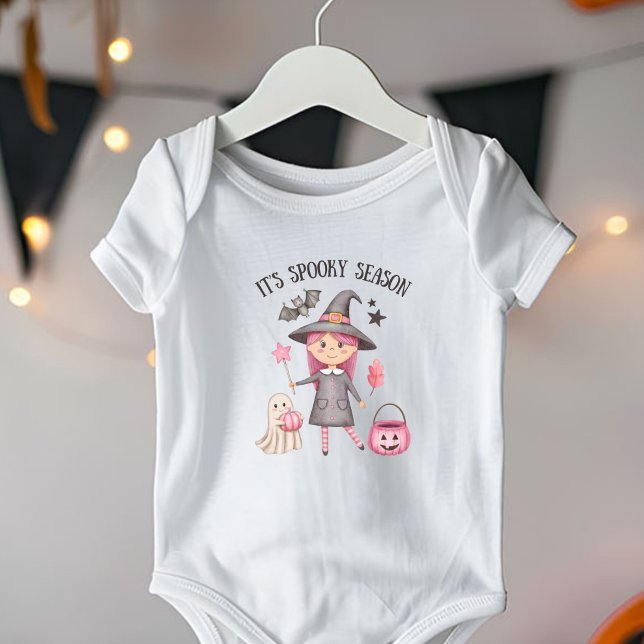 Halloween Girls Niedlich Pink Hexe Ghost Pumpkin B Baby Strampler (Von Creator hochgeladen)
