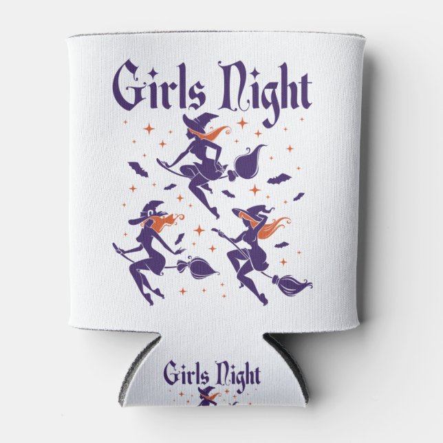 Halloween Girls Night Out Hexen auf Broomsticks Dosenkühler (Vorderseite)