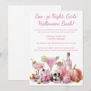 Halloween Girls Night Out   Pink Cocktail Party Einladung