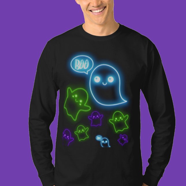 Halloween glacé Néon Bleu, T-shirt Boo Vert (Créateur téléchargé)