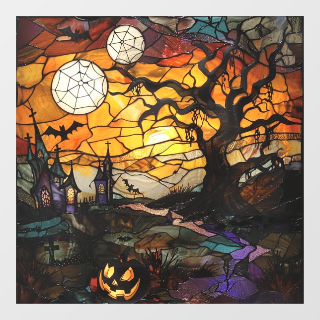 Halloween-Glaskunstklammern Fensteraufkleber (Blatt)