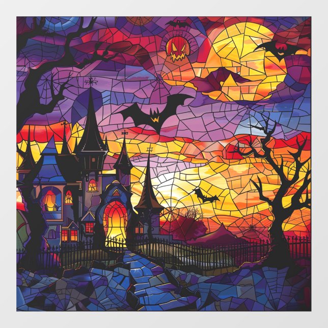 Halloween-Glaskunstklammern Fensteraufkleber (Blatt)