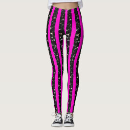 Halloween Glitzern Striplinien auf heiß rosa Leggings