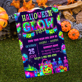 Halloween Glow-Party Einladung