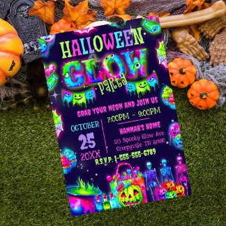 Halloween Glow-Party Einladung