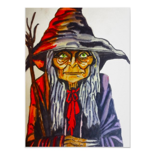 HALLOWEEN GLOWING RED WITCH POSTER (Vorderseite)