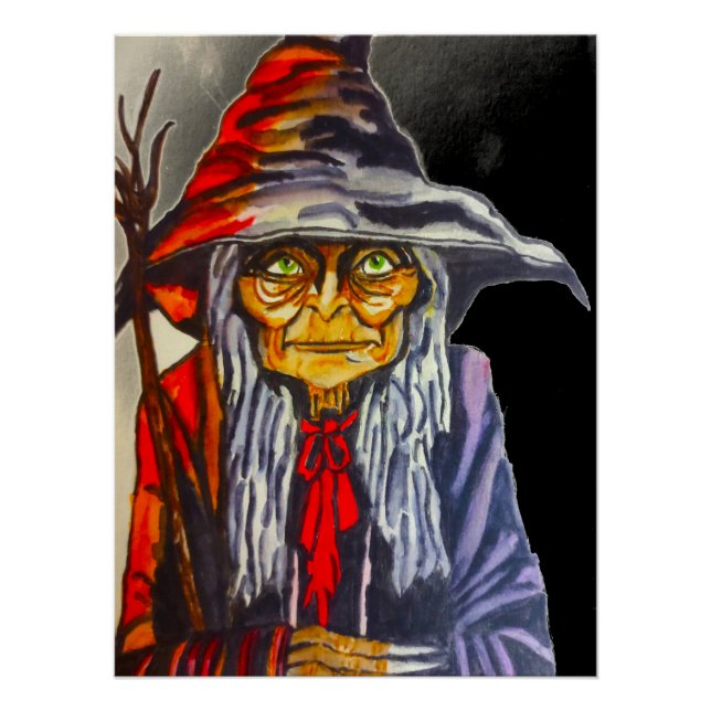 HALLOWEEN GLOWING RED WITCH POSTER (Vorderseite)