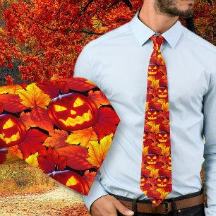 Halloween Glows Pumpkin Herbstlaubs Krawatte
