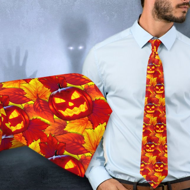 Halloween Glows Pumpkin Herbstlaubs Krawatte (Von Creator hochgeladen)