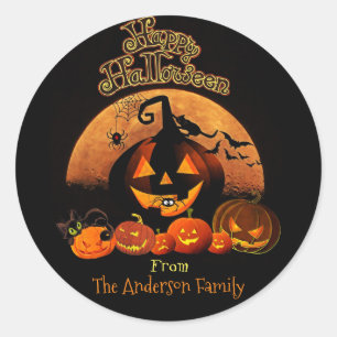 Halloween - glückliche Halloween-Kürbis Runder Aufkleber