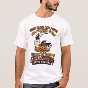 Halloween Glückliche Stillende Kürbis Hexenhut Sch T-Shirt